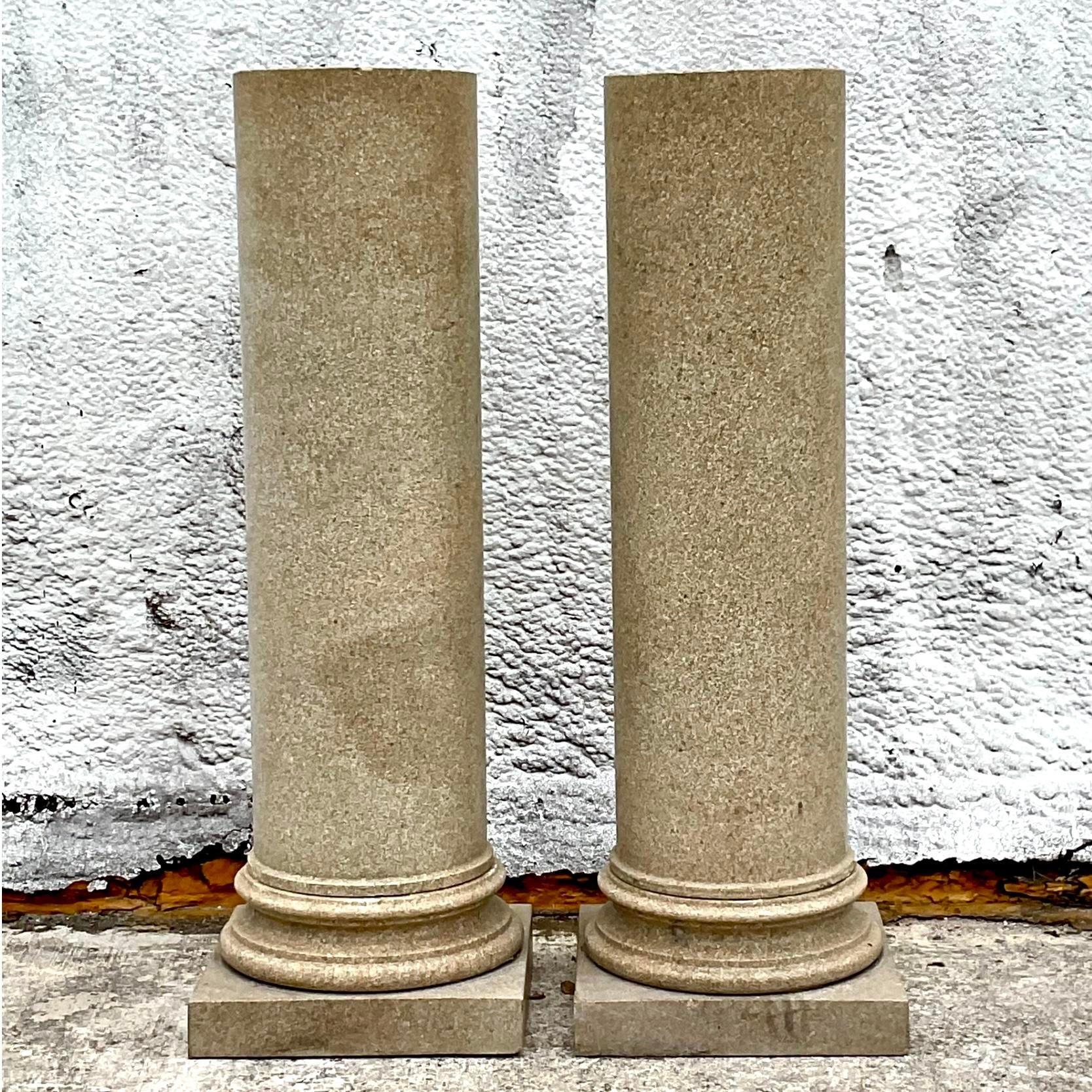 20ième siècle Paire de colonnes Vintage Regency en granit massif en vente