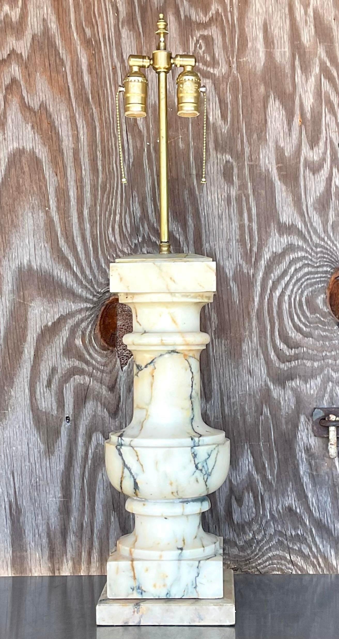 North American Vintage Regency Solid Marble Balustrade Lamp For Sale