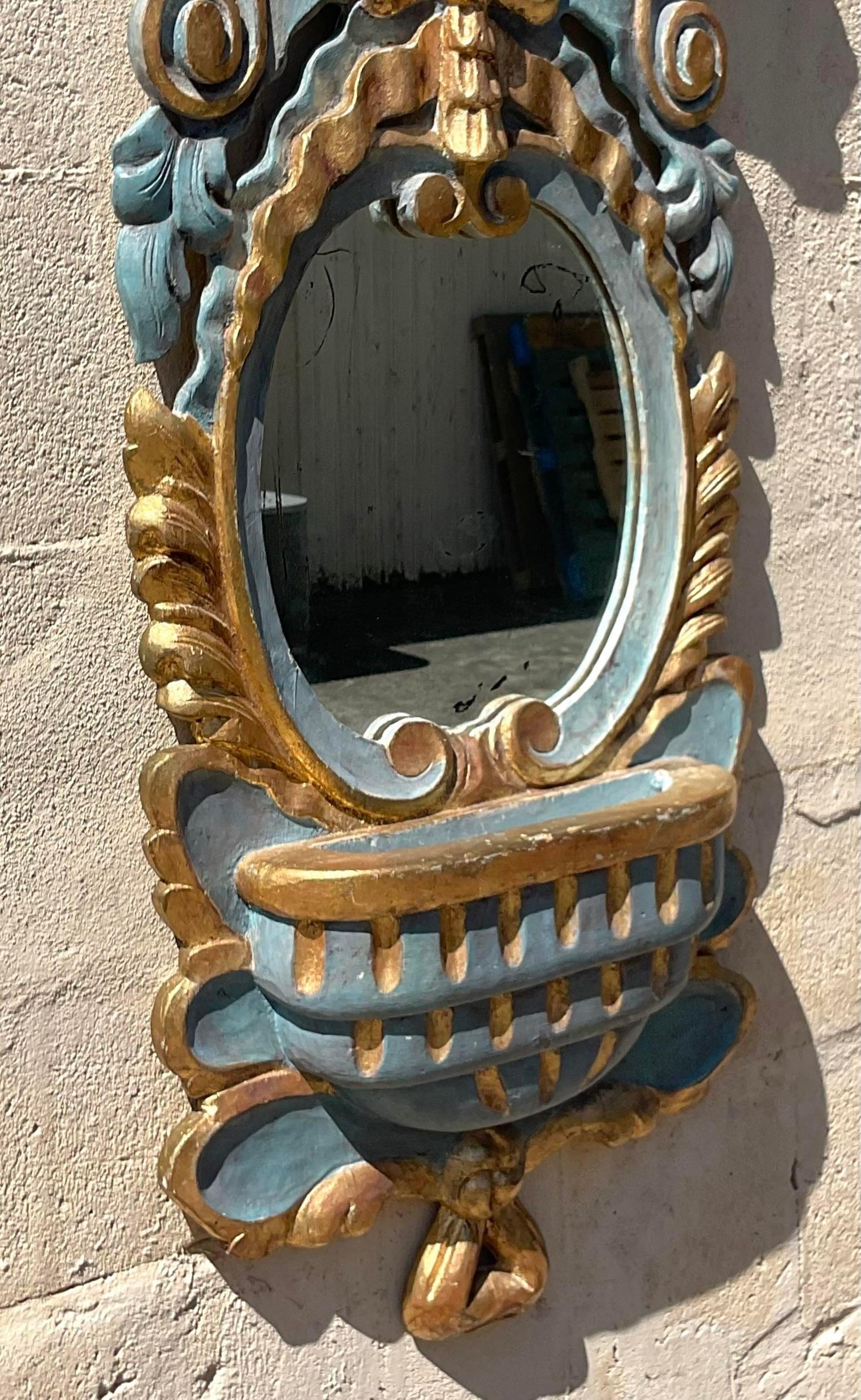 Vintage Regency Spanish Chapman Gilt Tipped Ruffle Mirrors, a Pair 7
