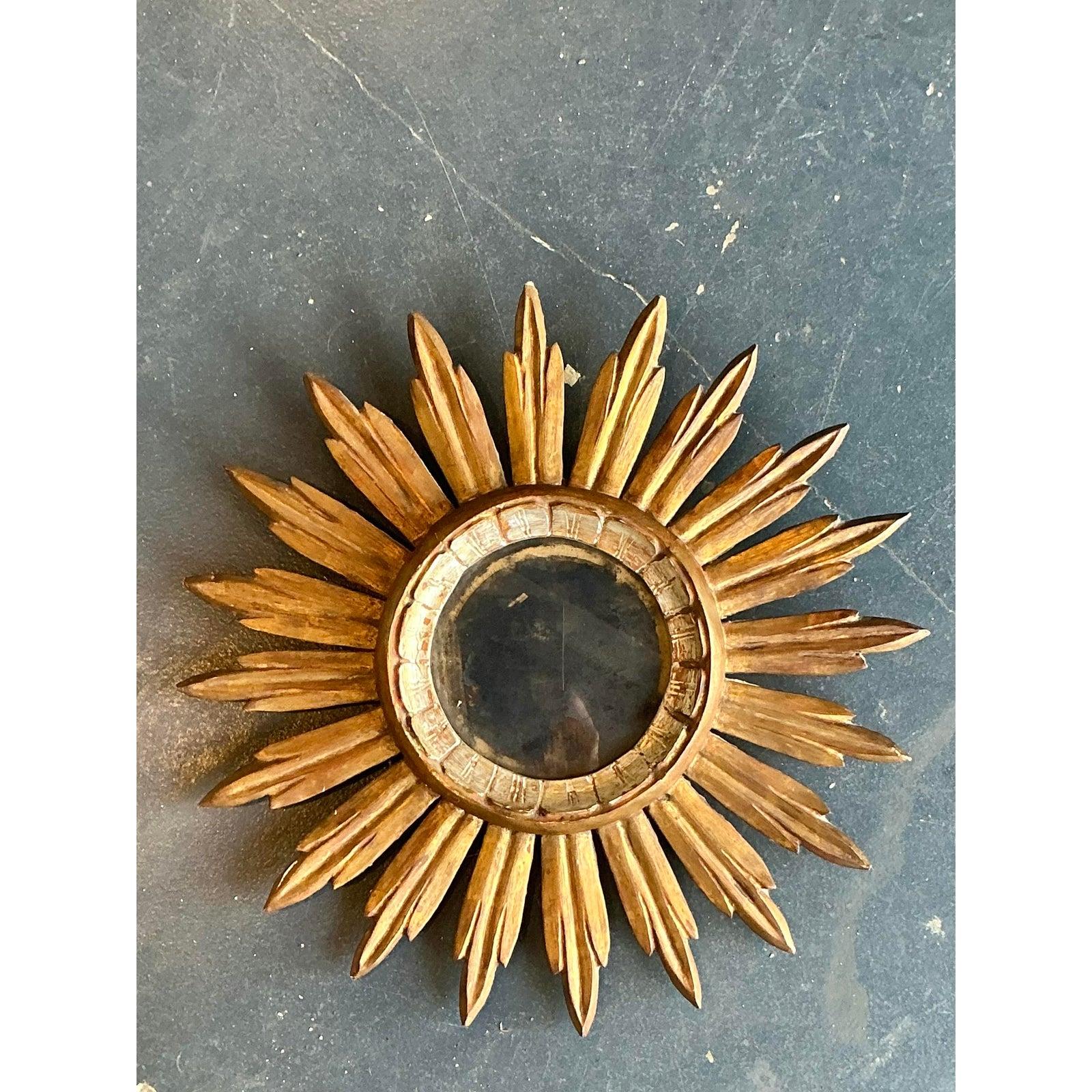 Vintage Regency Spanisch vergoldet Sunburst Spiegel (19. Jahrhundert) im Angebot