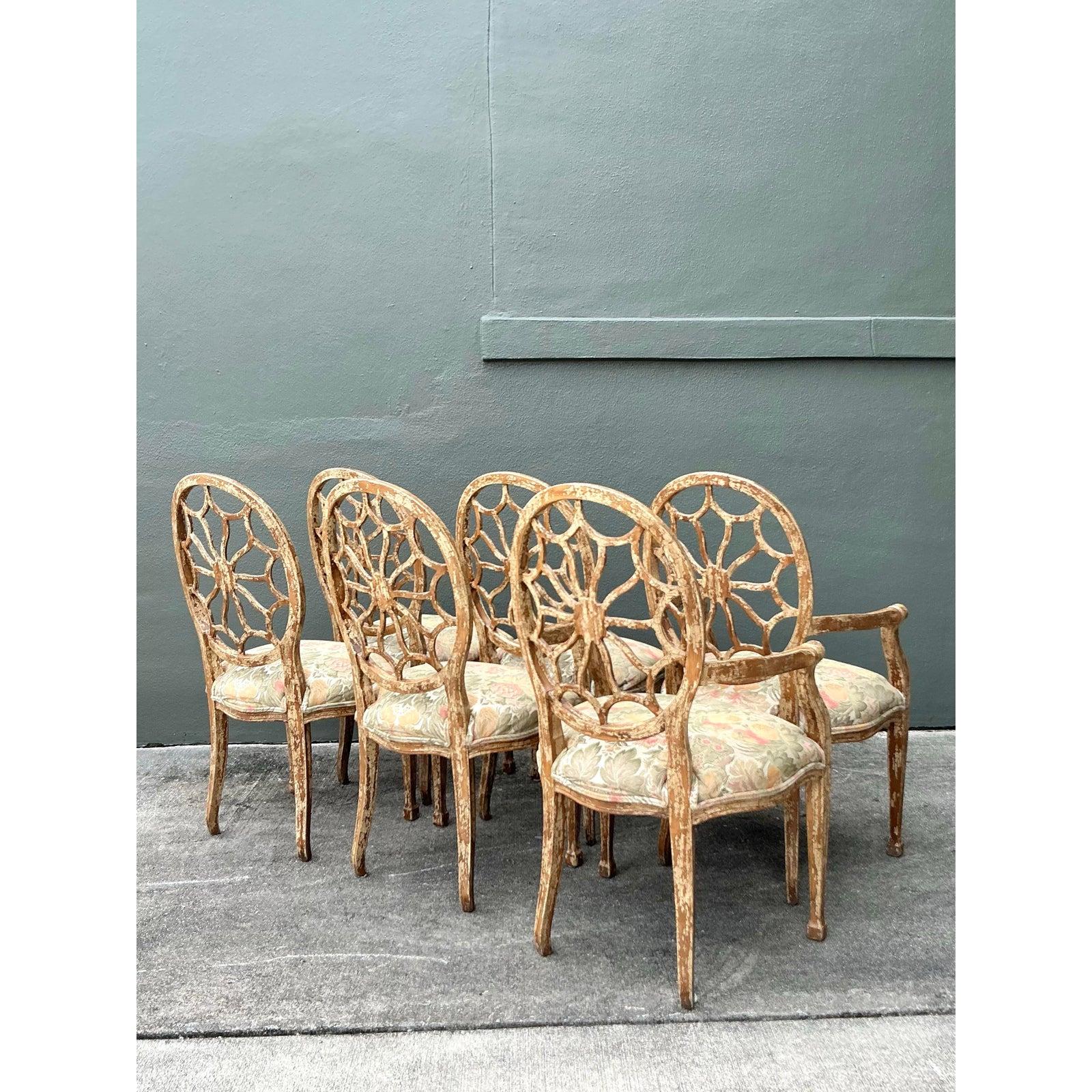20ième siècle Chaises de salle à manger Vintage Regency Spider Wed - Lot de 6 en vente