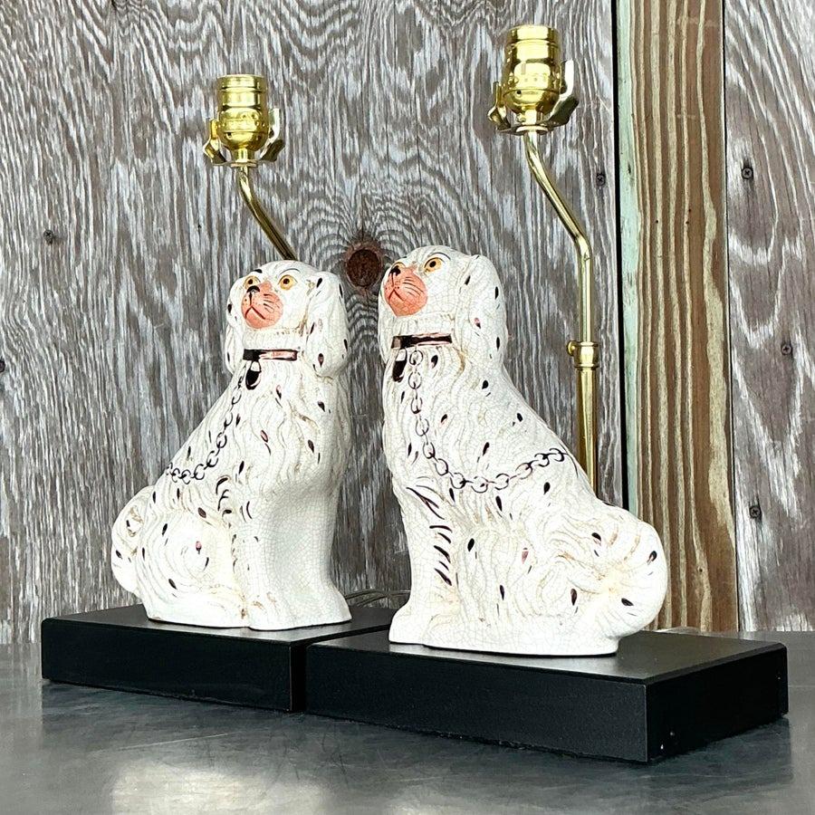 Vintage Regency Staffordshire Dog Lamps For Sale 5