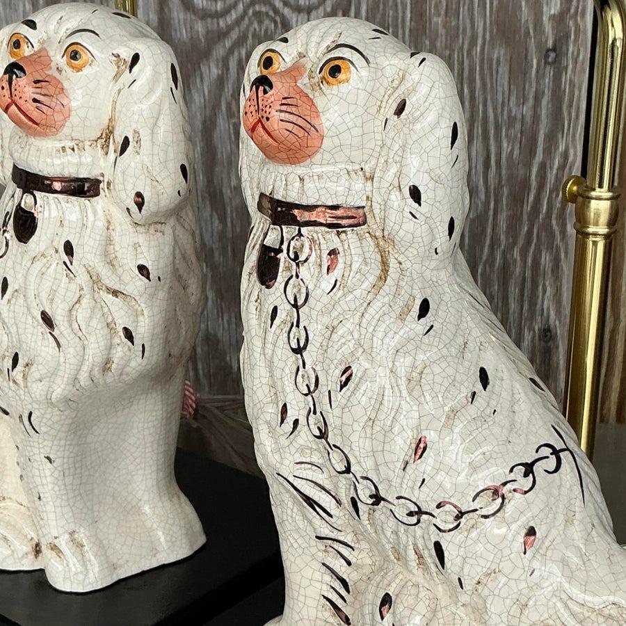 American Vintage Regency Staffordshire Dog Lamps For Sale