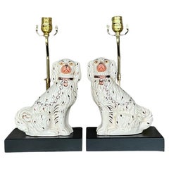 Vintage Regency Staffordshire Dog Lamps