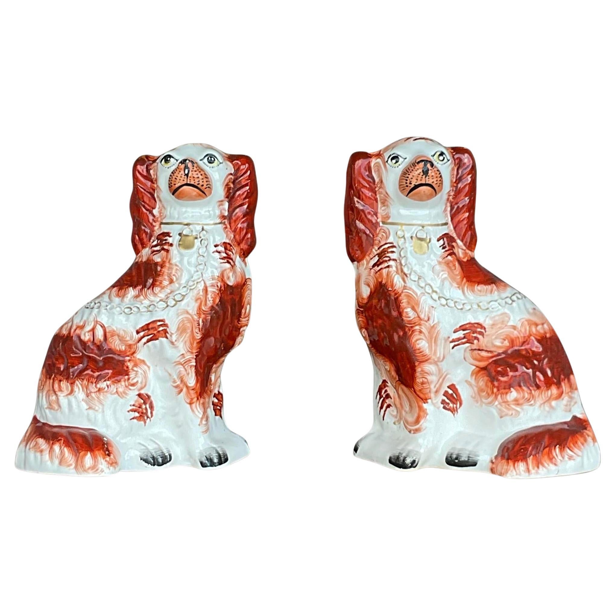 Vintage Regency Staffordshire Style Dog Table Lamps - a Pair For Sale