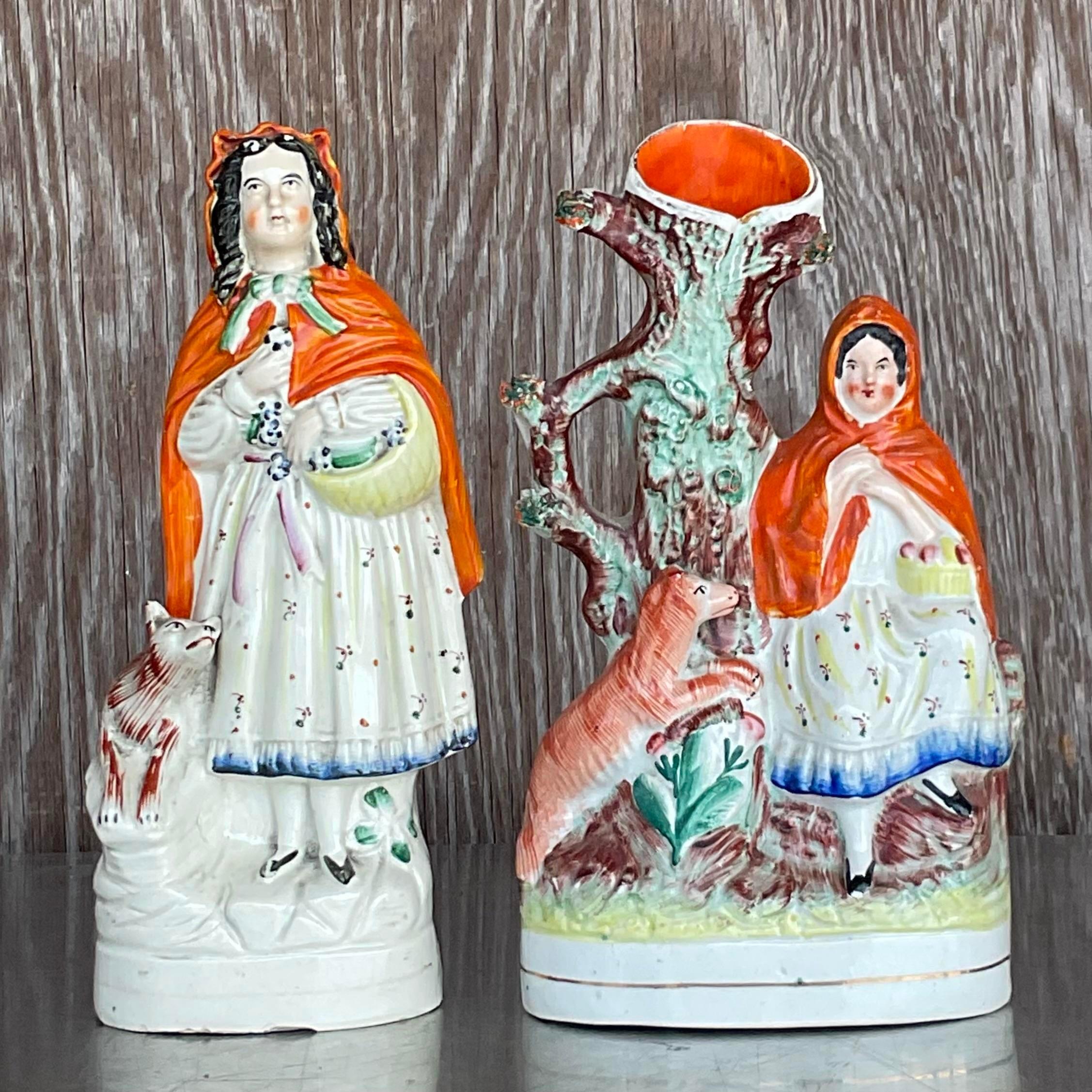 British Vintage Regency Staffordshire Style Figurines - Set of 2 For Sale