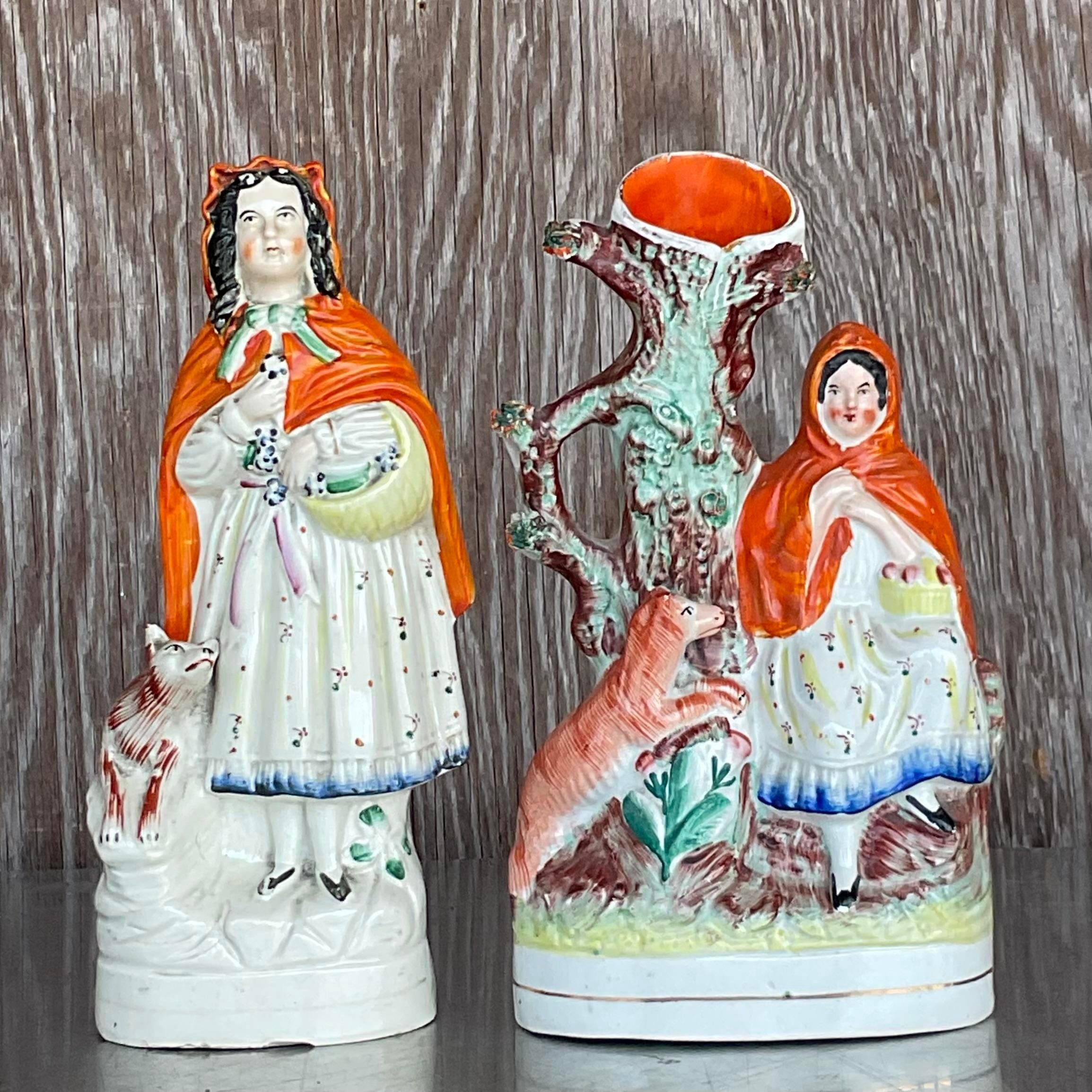20th Century Vintage Regency Staffordshire Style Figurines - Set of 2 For Sale