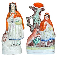 Figurines vintage de style Staffordshire Regency - Lot de 2