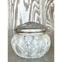 Vintage Regency Sterling and Crystal Lidded Bowl