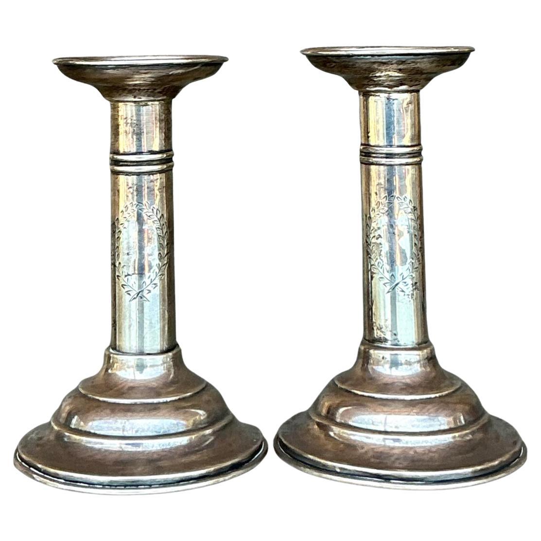 Vintage Regency Sterling Candlesticks - Set of 2