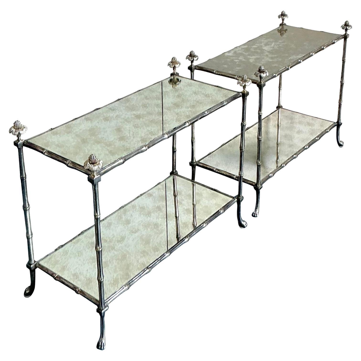 Tavolini d'argento d'epoca Regency dopo la Maison Bagues - Set di 2