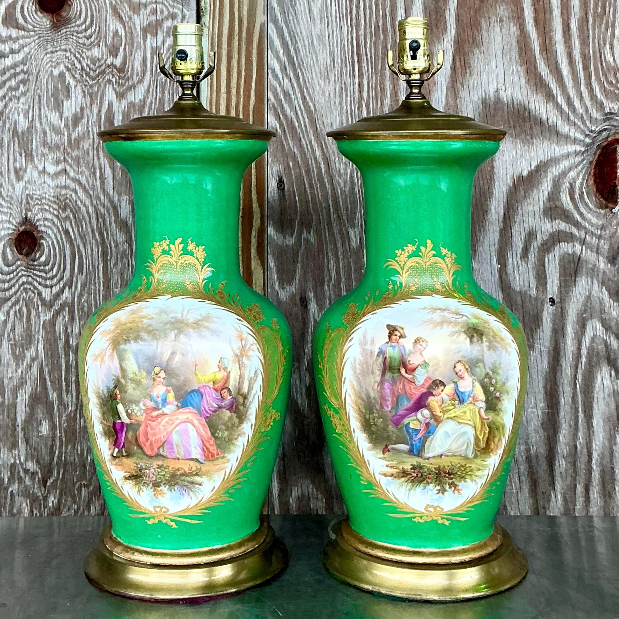 XX secolo Lampade figurative Stiffel d'epoca - una coppia in vendita