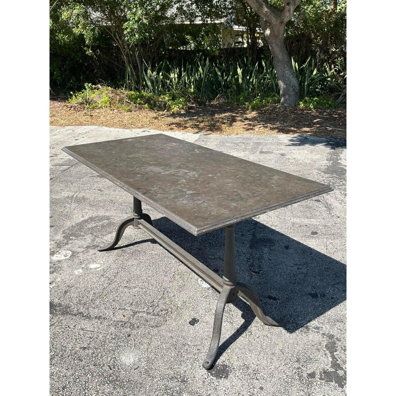 Table de salle à manger vintage Regency à plateau en pierre en vente 4