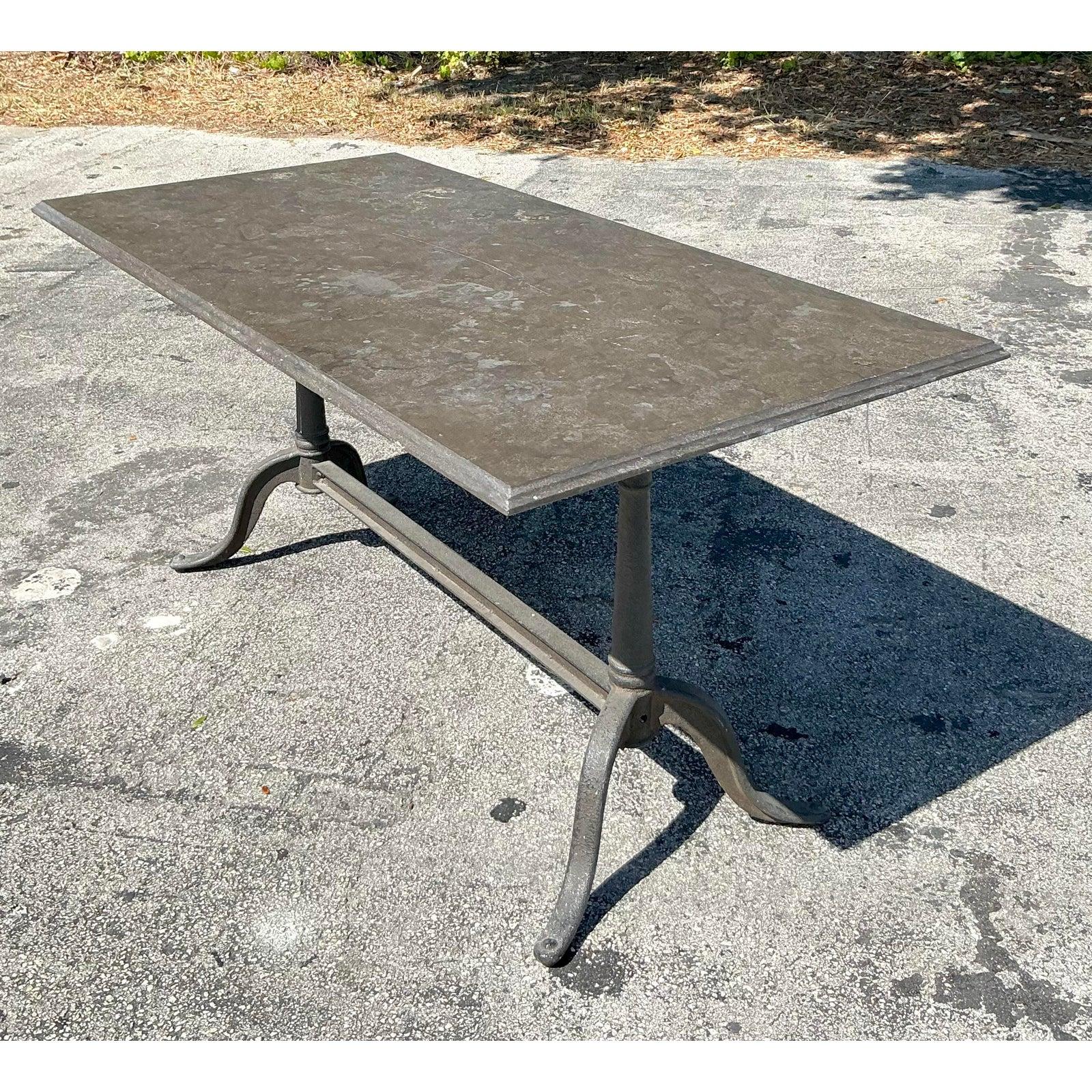 Table de salle à manger vintage Regency à plateau en pierre en vente 6