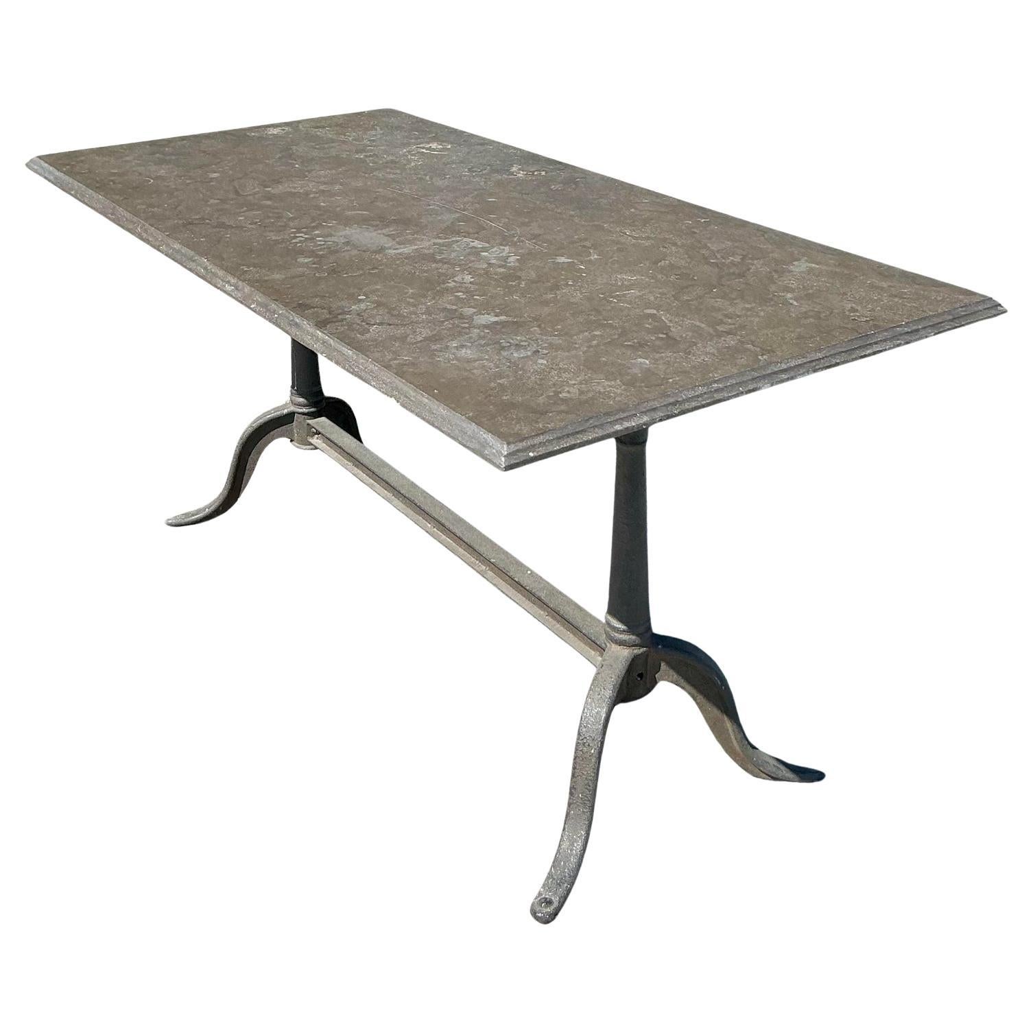 Table de salle à manger vintage Regency à plateau en pierre