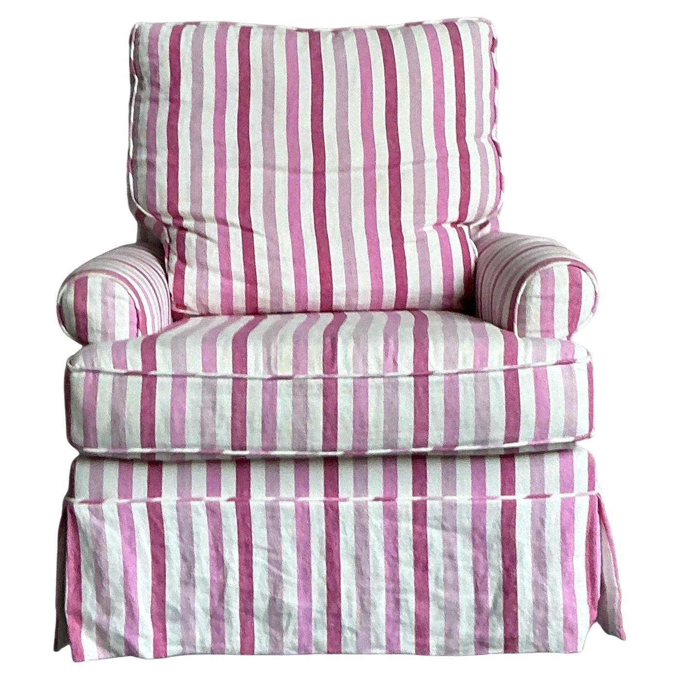 Chaise longue à bascule en lin rayé Vintage Regency