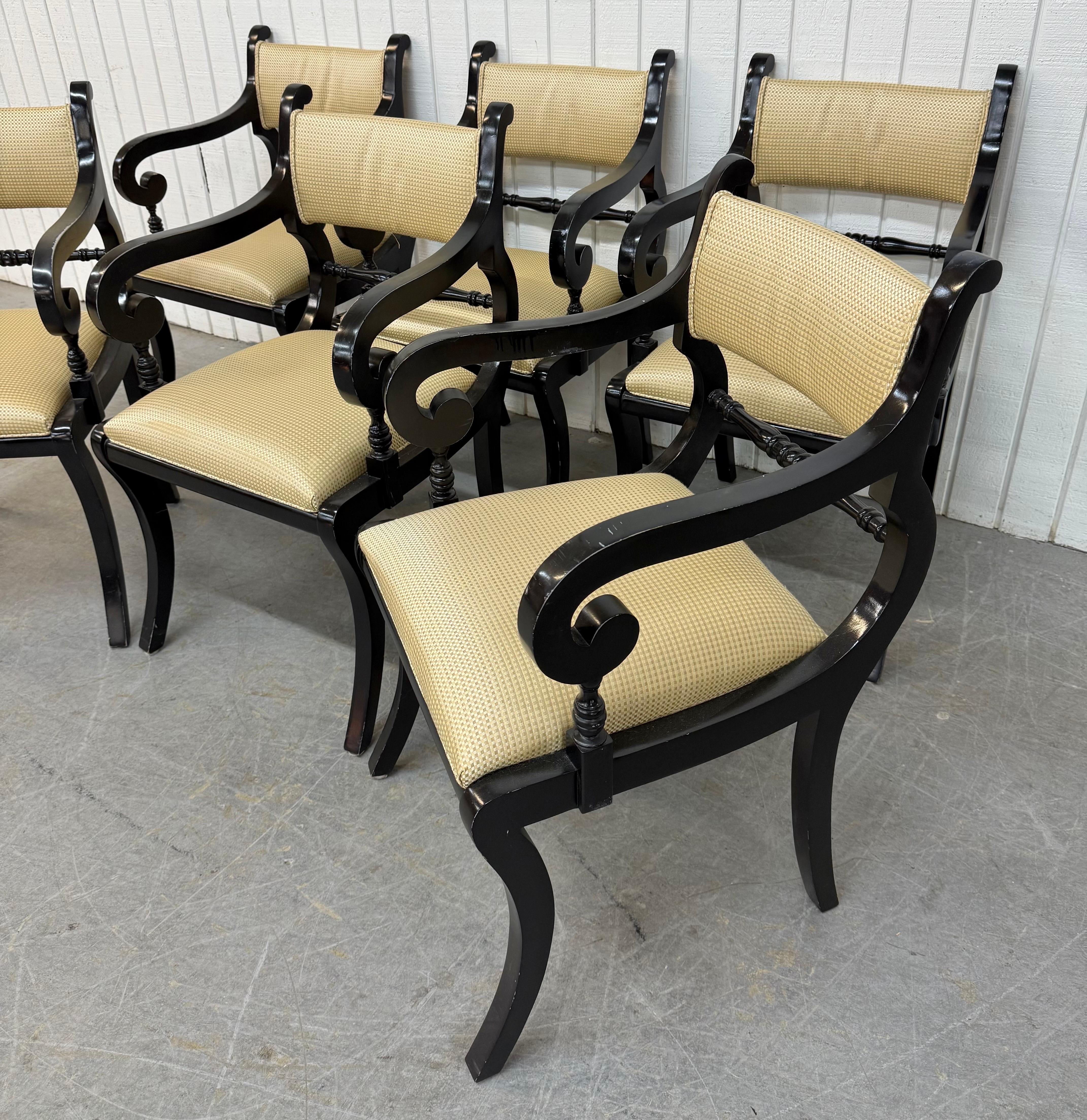 Schwarz lackierte Esszimmerstühle im Regency-Stil - 6er-Set (Hollywood Regency) im Angebot