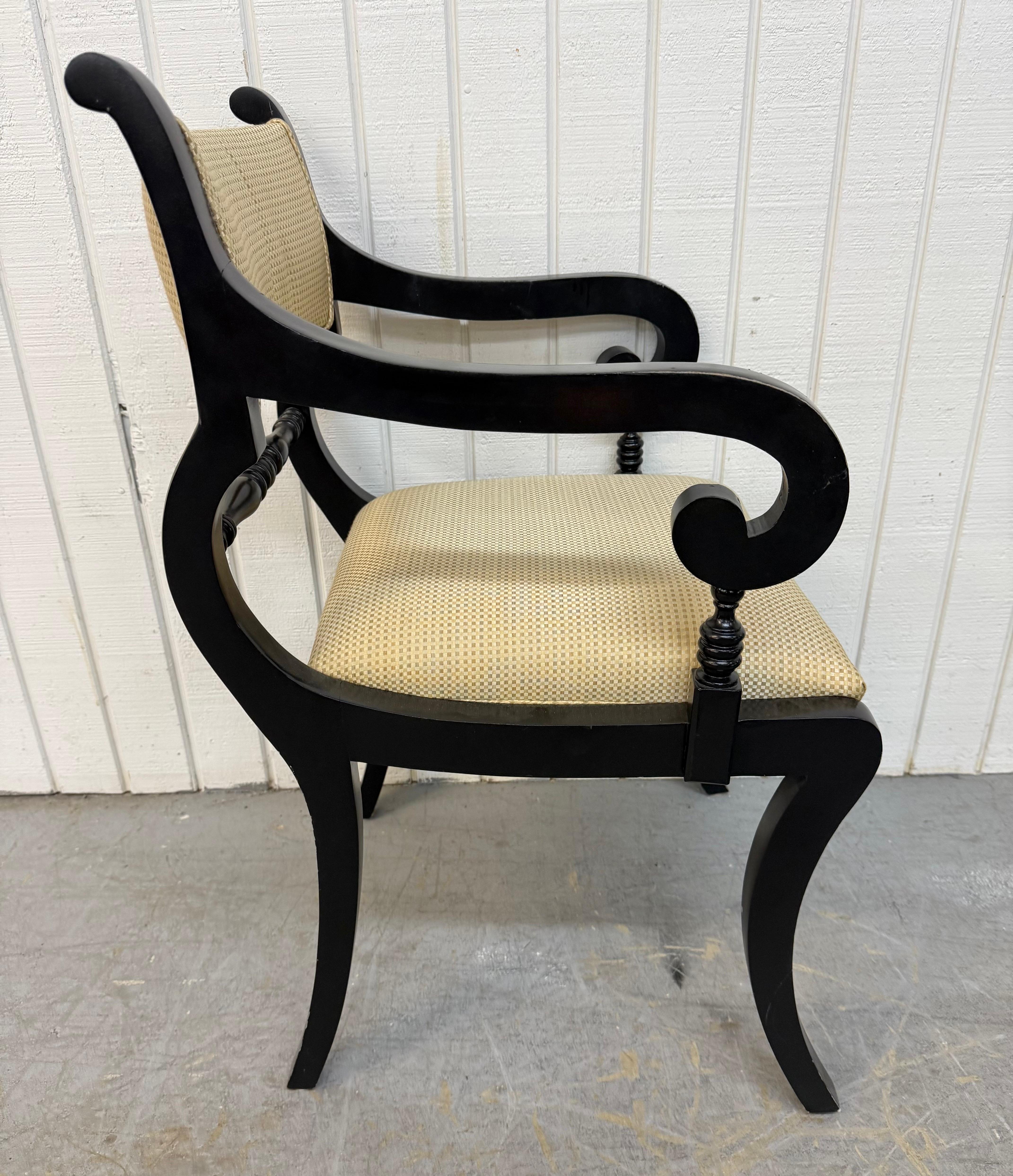 Schwarz lackierte Esszimmerstühle im Regency-Stil - 6er-Set im Zustand „Gut“ im Angebot in Clarksboro, NJ