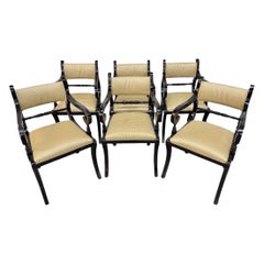 Schwarz lackierte Esszimmerstühle im Regency-Stil - 6er-Set
