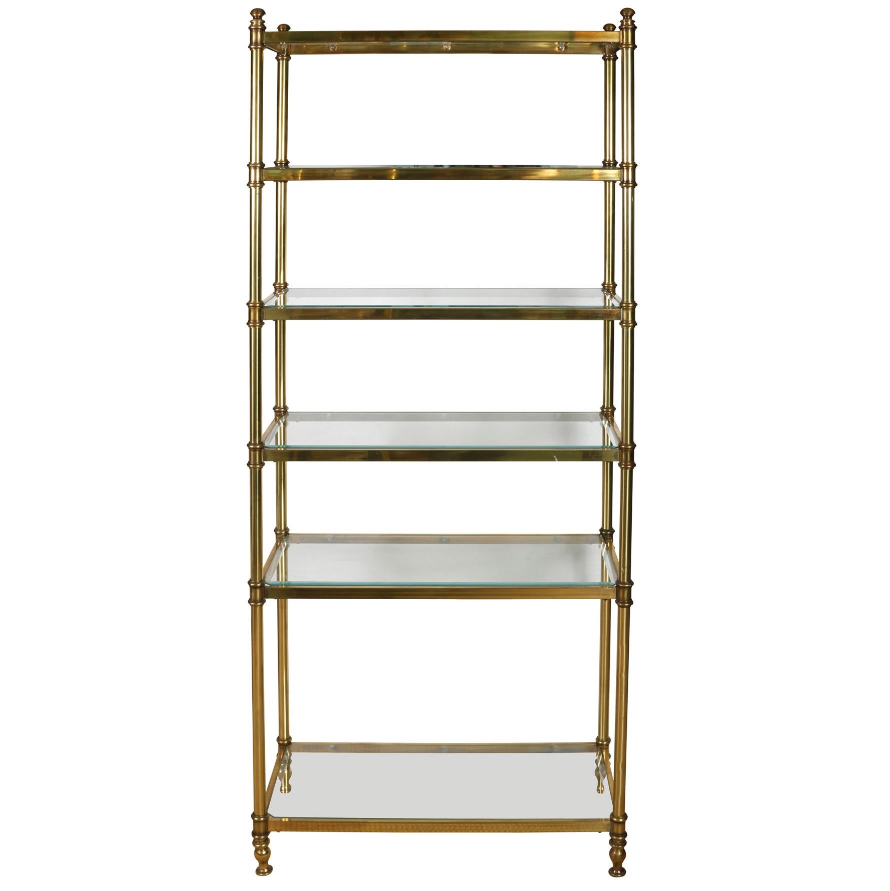 Vintage Regency Style Brass and Glass Etagere at 1stDibs