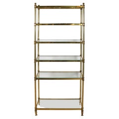 Vintage Regency Style Brass and Glass Etagere