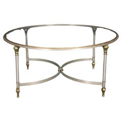 Vintage Regency Style Brass and Metal Glass top Coffee Table 