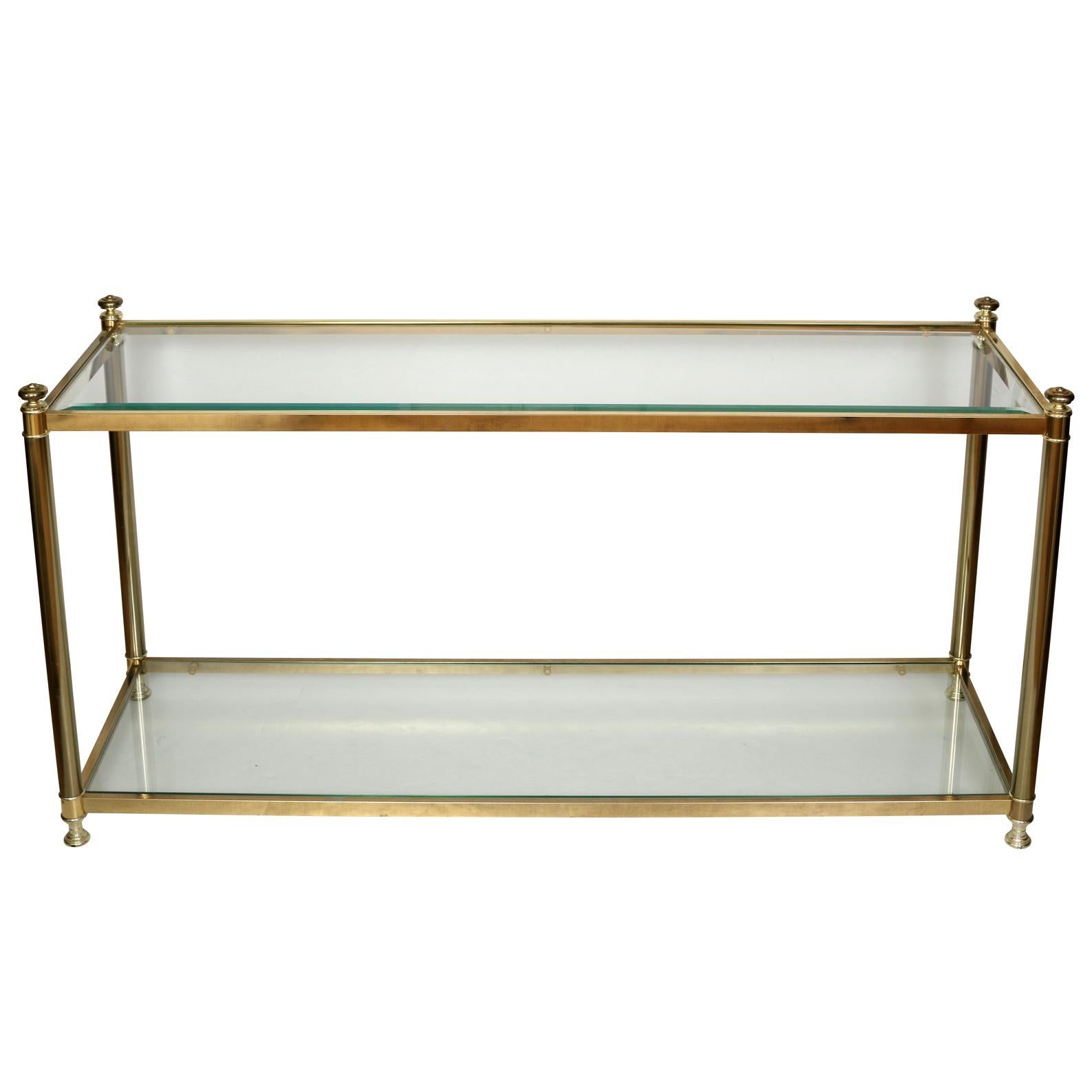 Vintage Regency Style Brass & Glass Console Table In Good Condition For Sale In Locust Valley, NY