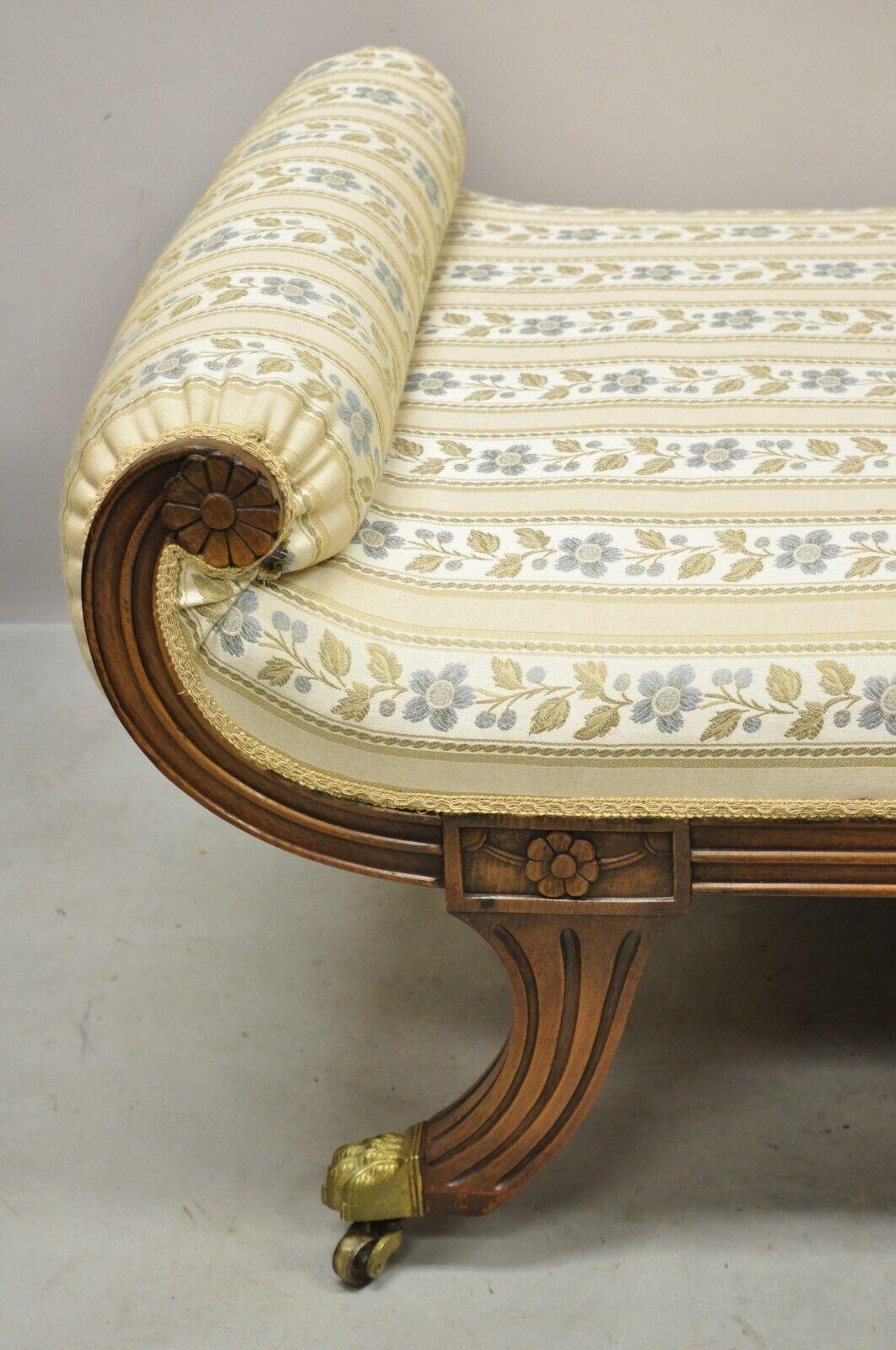 Vintage Regency Stil geschnitzt Mahagoni Saber Bein Chaise Lounge Sofa Recamier (20. Jahrhundert)