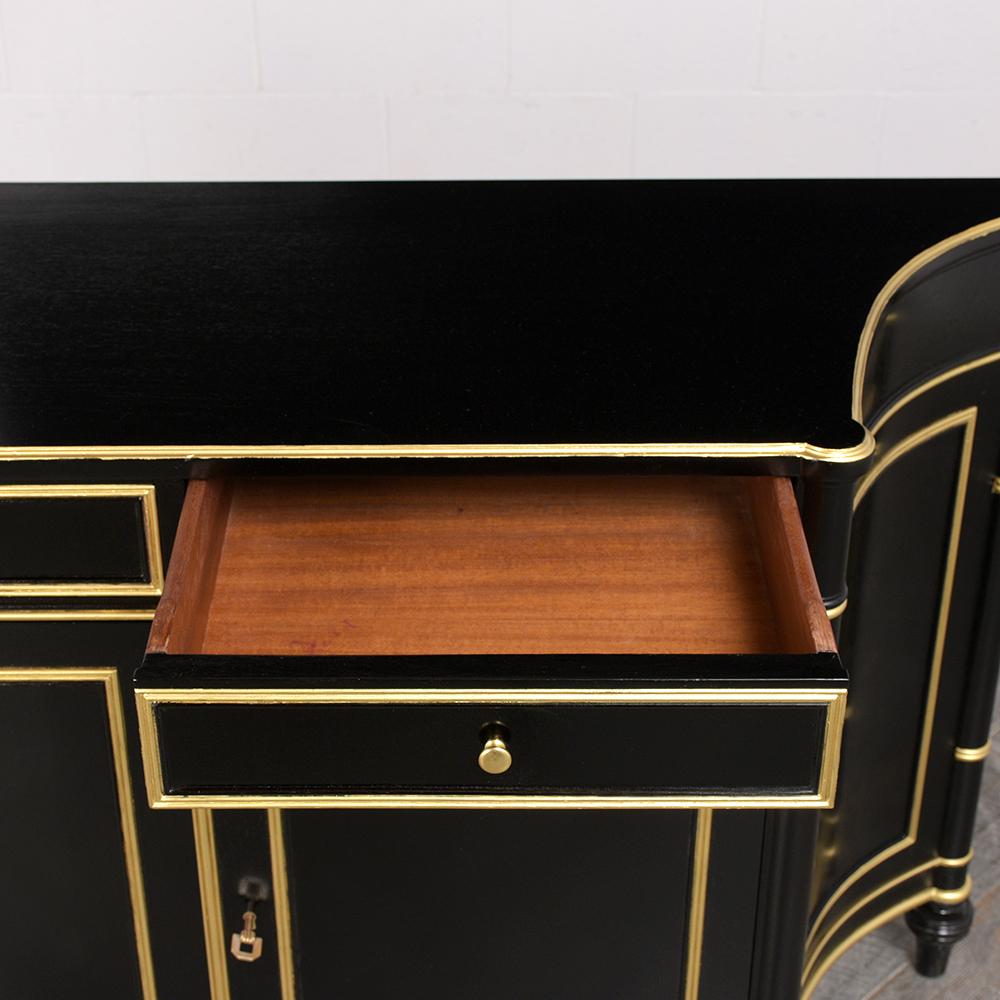 Vintage Regency Style Ebonized Sideboard In Good Condition In Los Angeles, CA