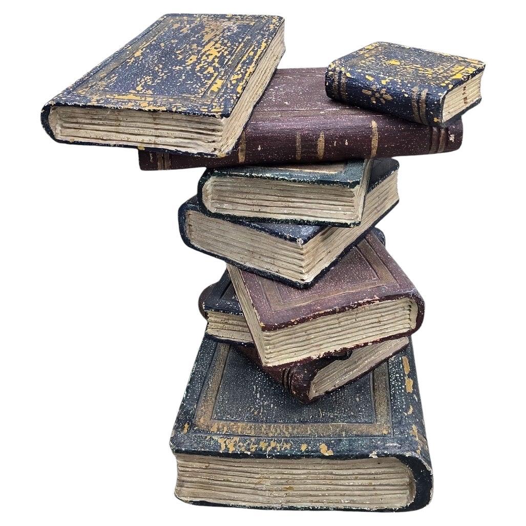 Vintage Regency Style Faux Stacked Book Side Table