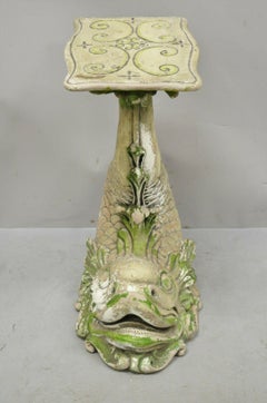 Tavolino con base a piedistallo in fibra di vetro con serpente e delfino in stile Regency vintage