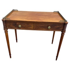 Vintage Regency Style Galleried Partners Desk / Server with Turret Corners