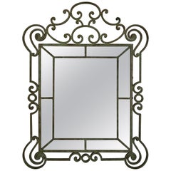 Vintage Regency Style Iron Mirror after Gilbert Poillert