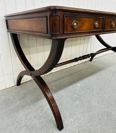 Vintage Regency Style Leather Top Walnut Partners Desk