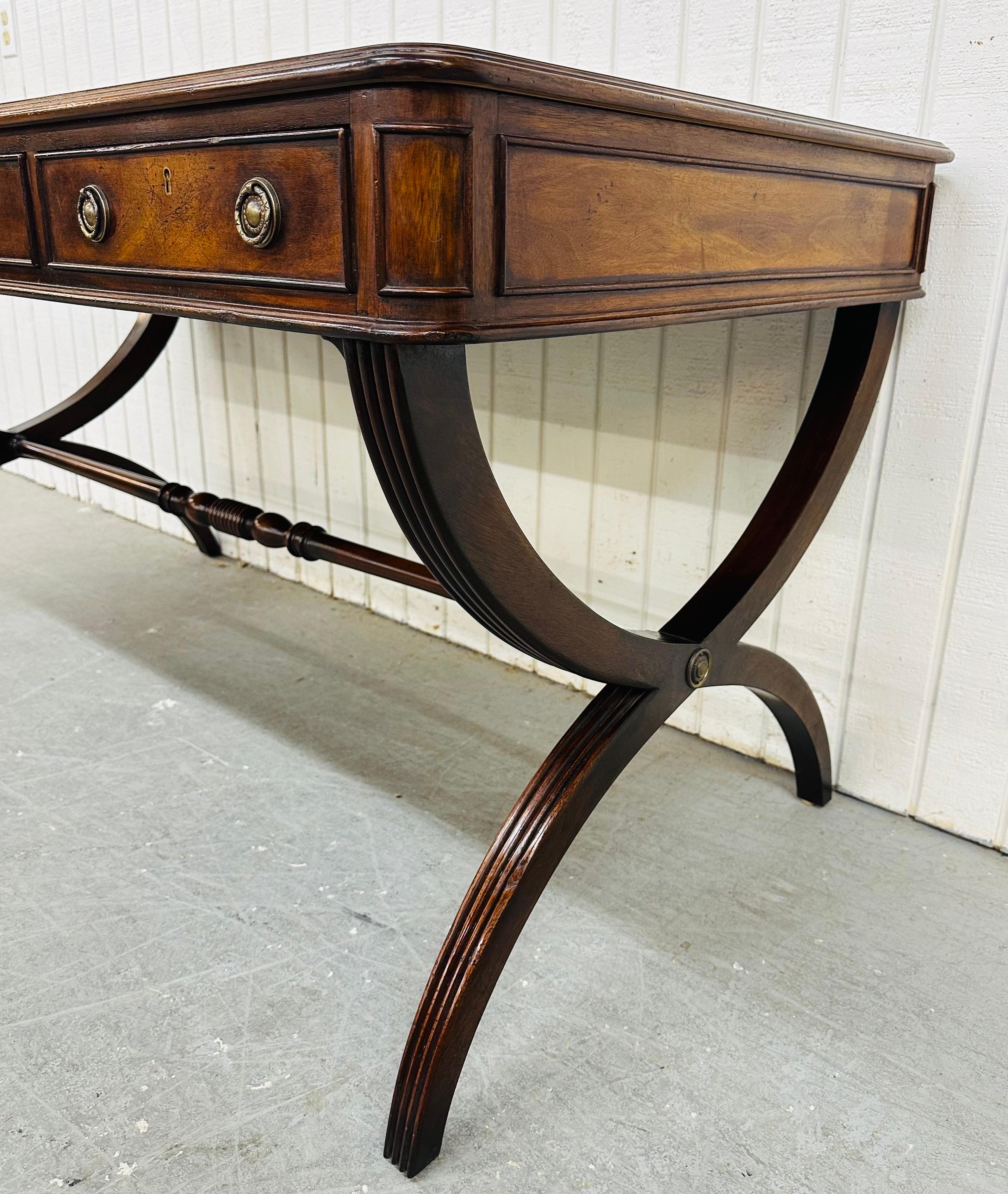 American Vintage Regency Style Leather Top Walnut Partners Desk