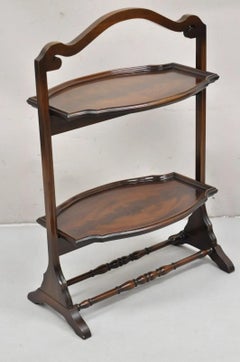 Vintage Regency Style Mahogany 2 Tier Folding Muffin Cake Stand Side Table