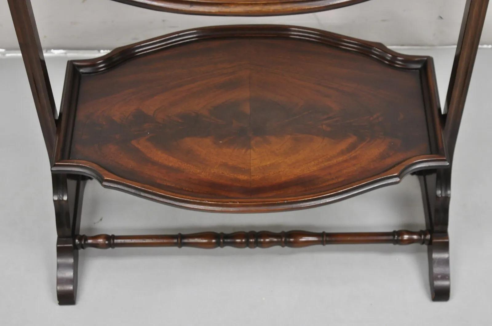 Vintage Regency Style Mahogany 2 Tier Folding Muffin Cake Stand Side Table For Sale 1