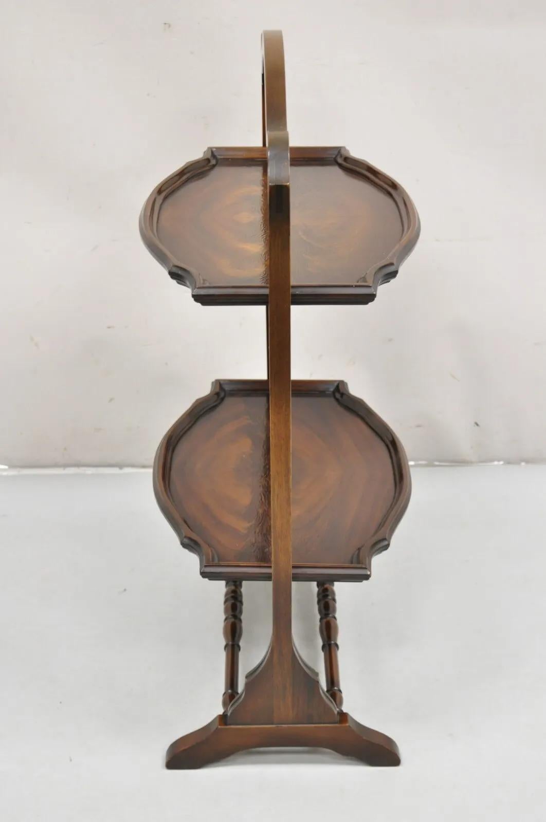 Vintage Regency Style Mahogany 2 Tier Folding Muffin Cake Stand Side Table For Sale 5