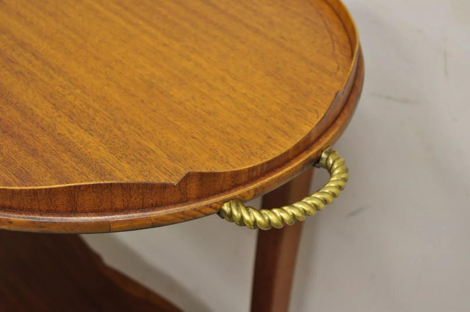 Vintage Regency Style Mahogany Drop Leaf Rolling Server Cart Buffet For Sale 3