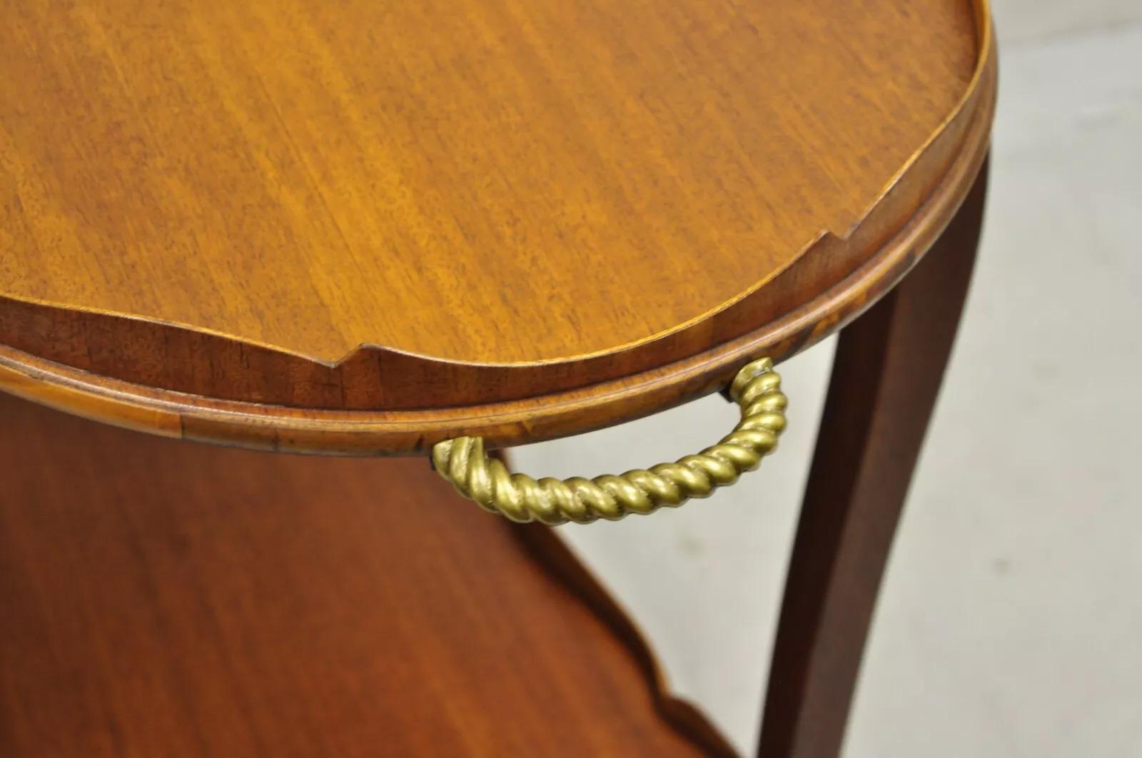Georgian Vintage Regency Style Mahogany Drop Leaf Rolling Server Cart Buffet For Sale
