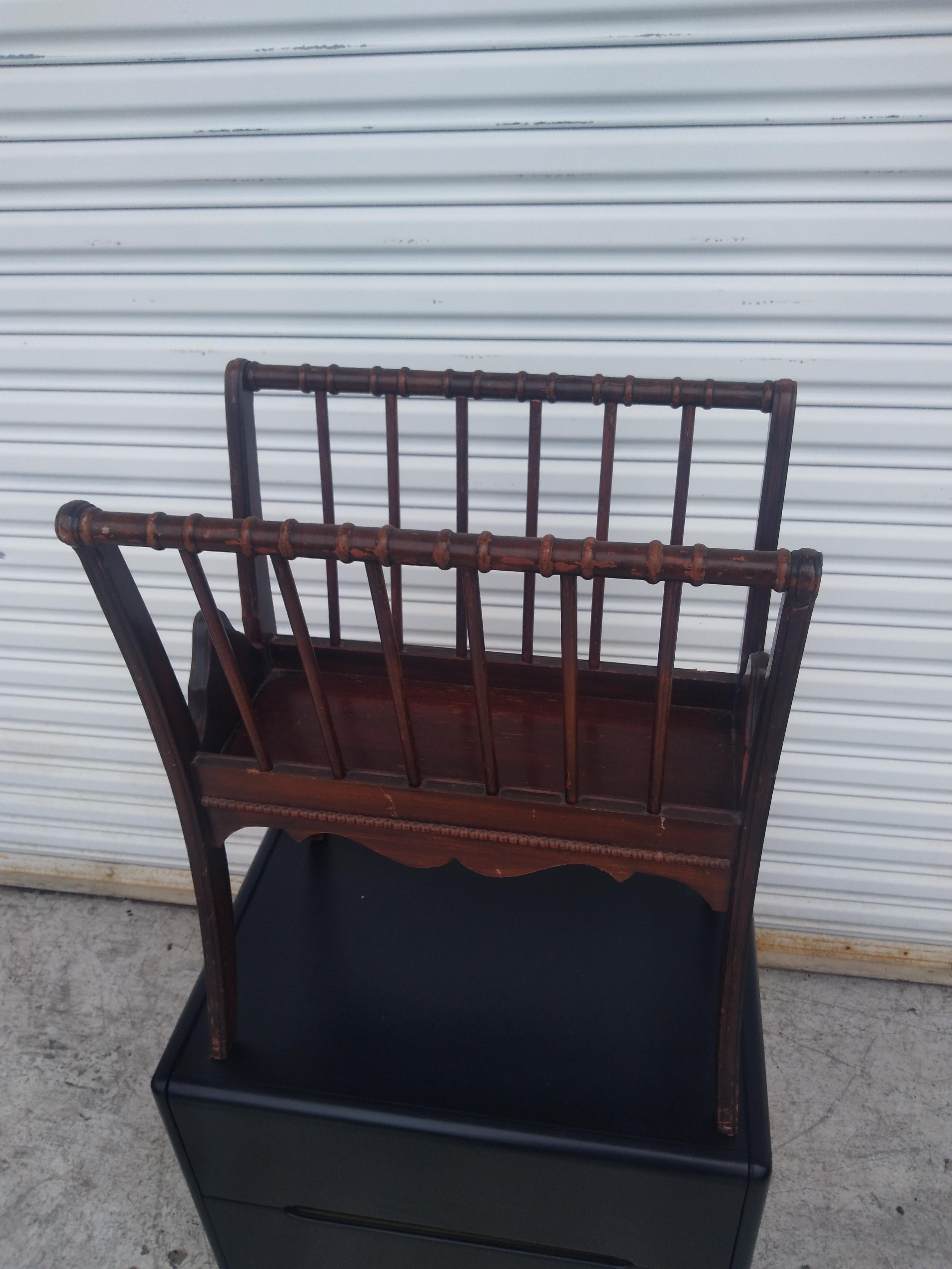 20th Century Vintage Regency Style Mahogany Magazine Rack For Sale