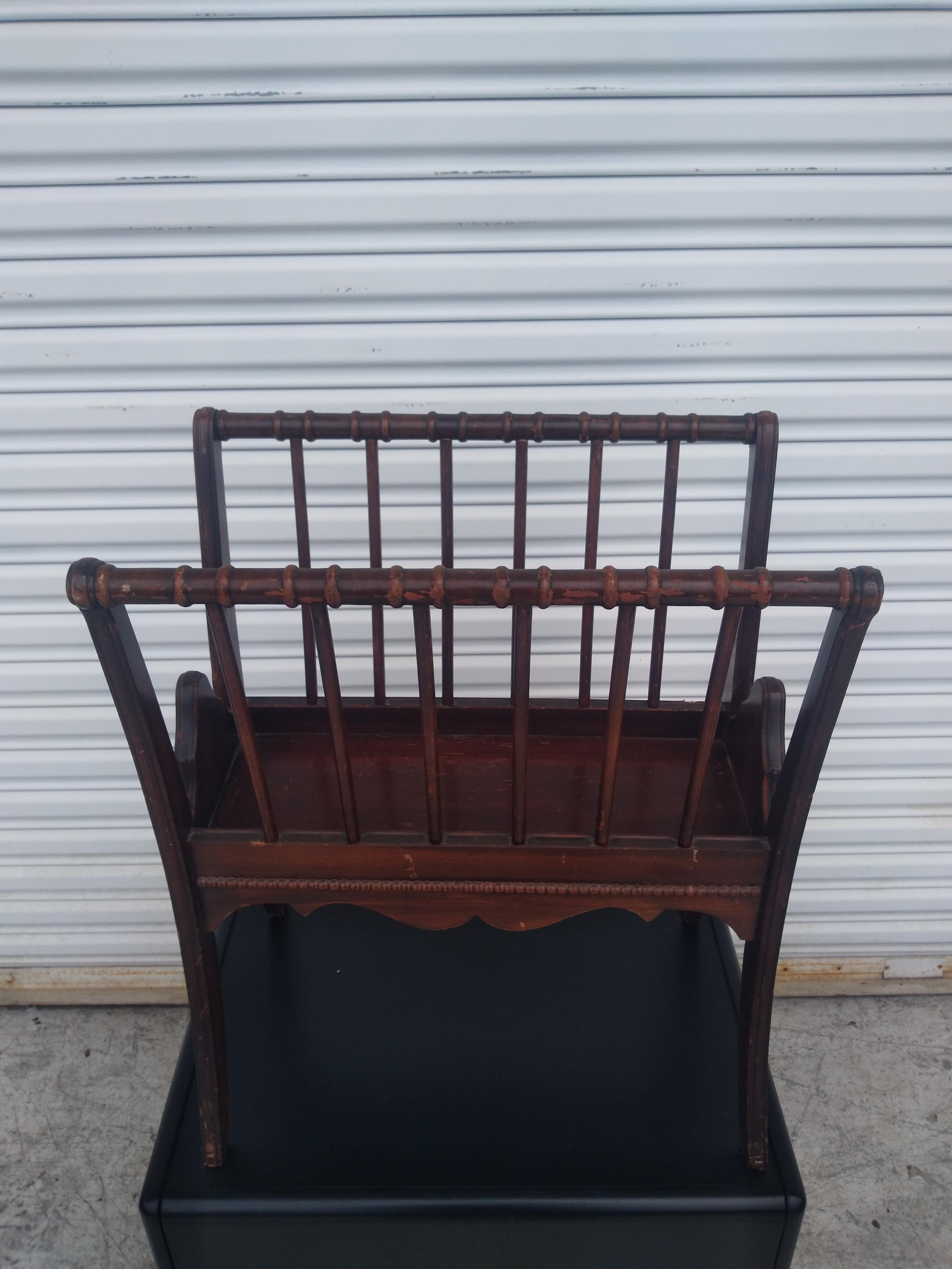 Vintage Regency Style Mahogany Magazine Rack For Sale 1