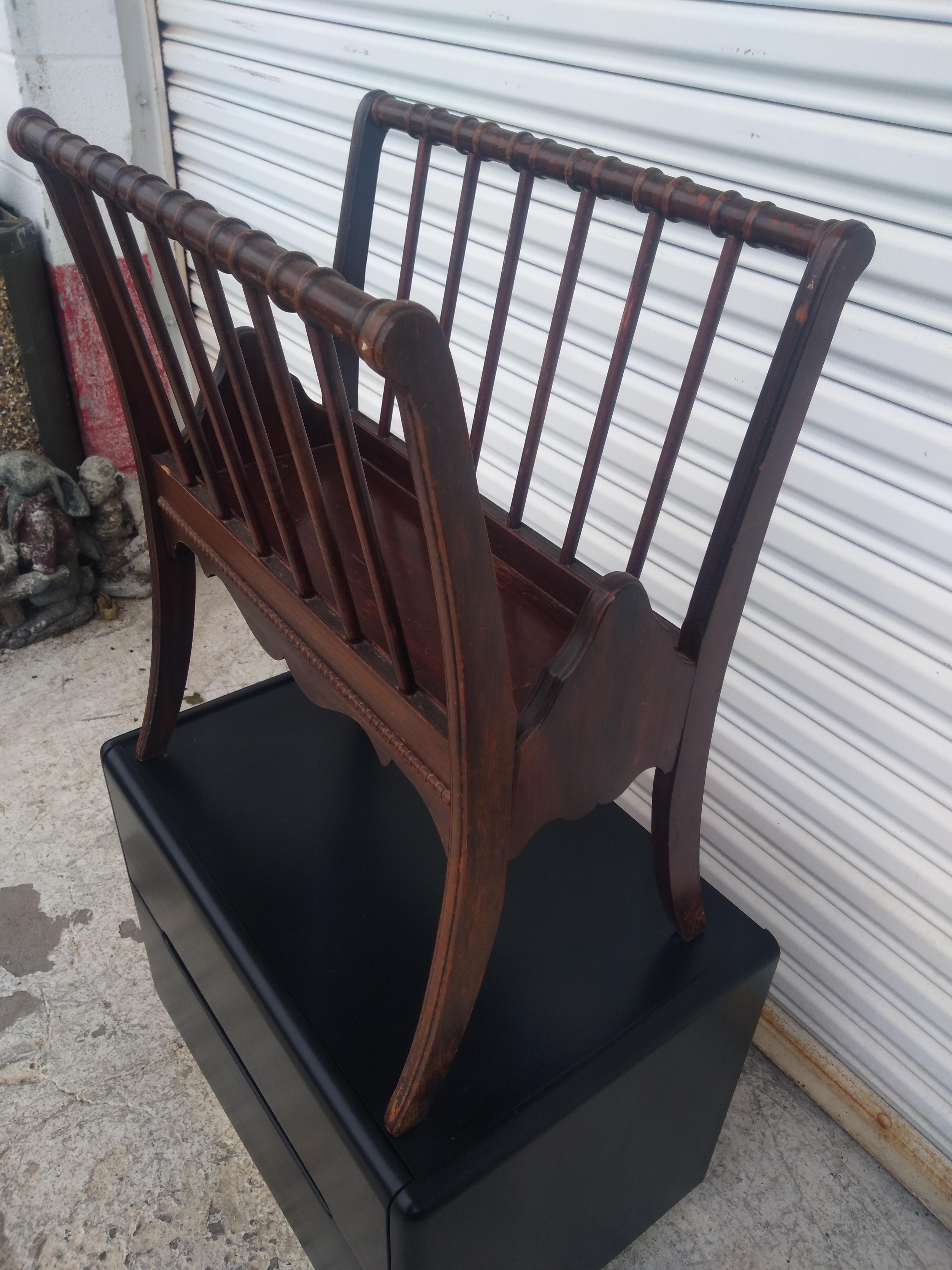 Vintage Regency Style Mahogany Magazine Rack For Sale 2