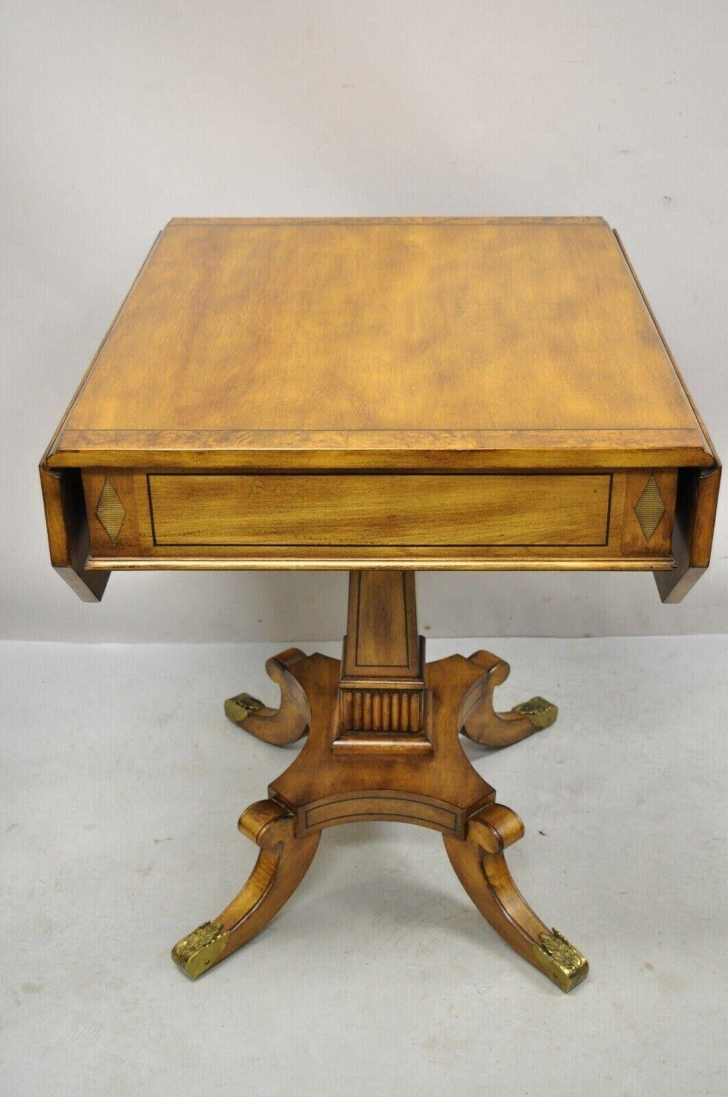 Vintage Regency Style Mahogany One Drawer Pembroke Dropleaf Side End Table For Sale 5