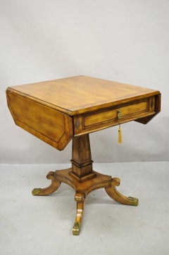 Vintage Regency Style Mahogany One Drawer Pembroke Dropleaf Side End Table