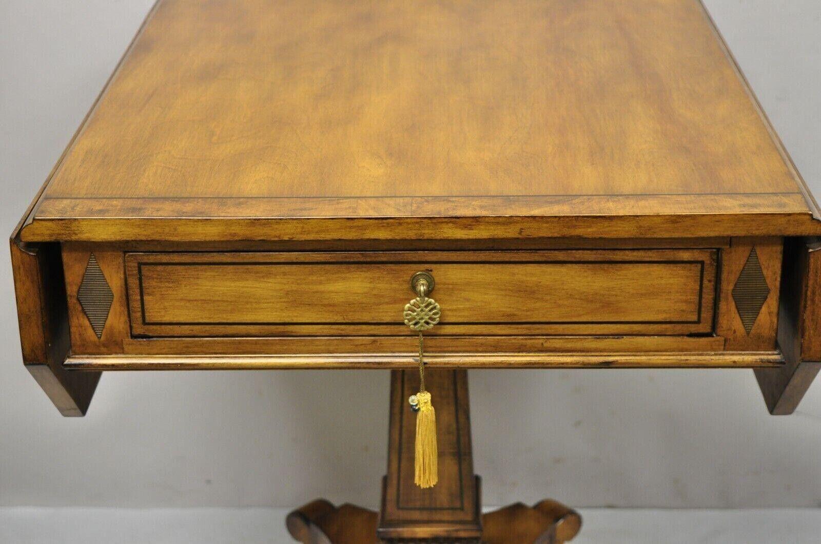 Vintage Regency Style Mahogany One Drawer Pembroke Dropleaf Side End Table In Good Condition For Sale In Philadelphia, PA
