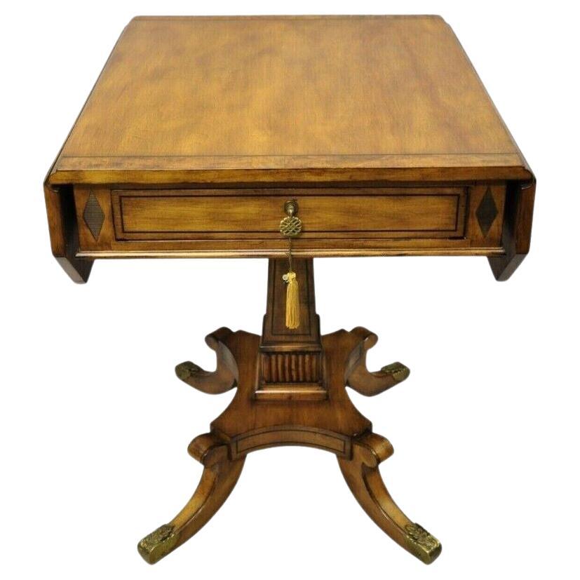 Vintage Regency Style Mahogany One Drawer Pembroke Dropleaf Side End Table For Sale