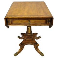 Vintage Regency Style Mahogany One Drawer Pembroke Dropleaf Side End Table