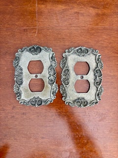 Vintage Regency-Style Metal Light Switch Plates with Floral Scrollwork Set of 9