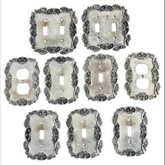 Vintage Regency-Style Metal Light Switch Plates with Floral Scrollwork Set of 9